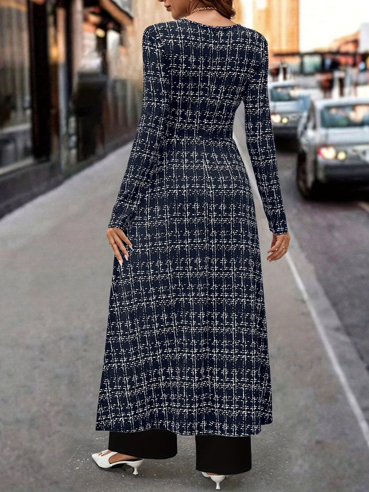 Chic Plaid Commuter Jumpsuit – Asymmetrical Design with Relaxed Straight-Leg Fit
