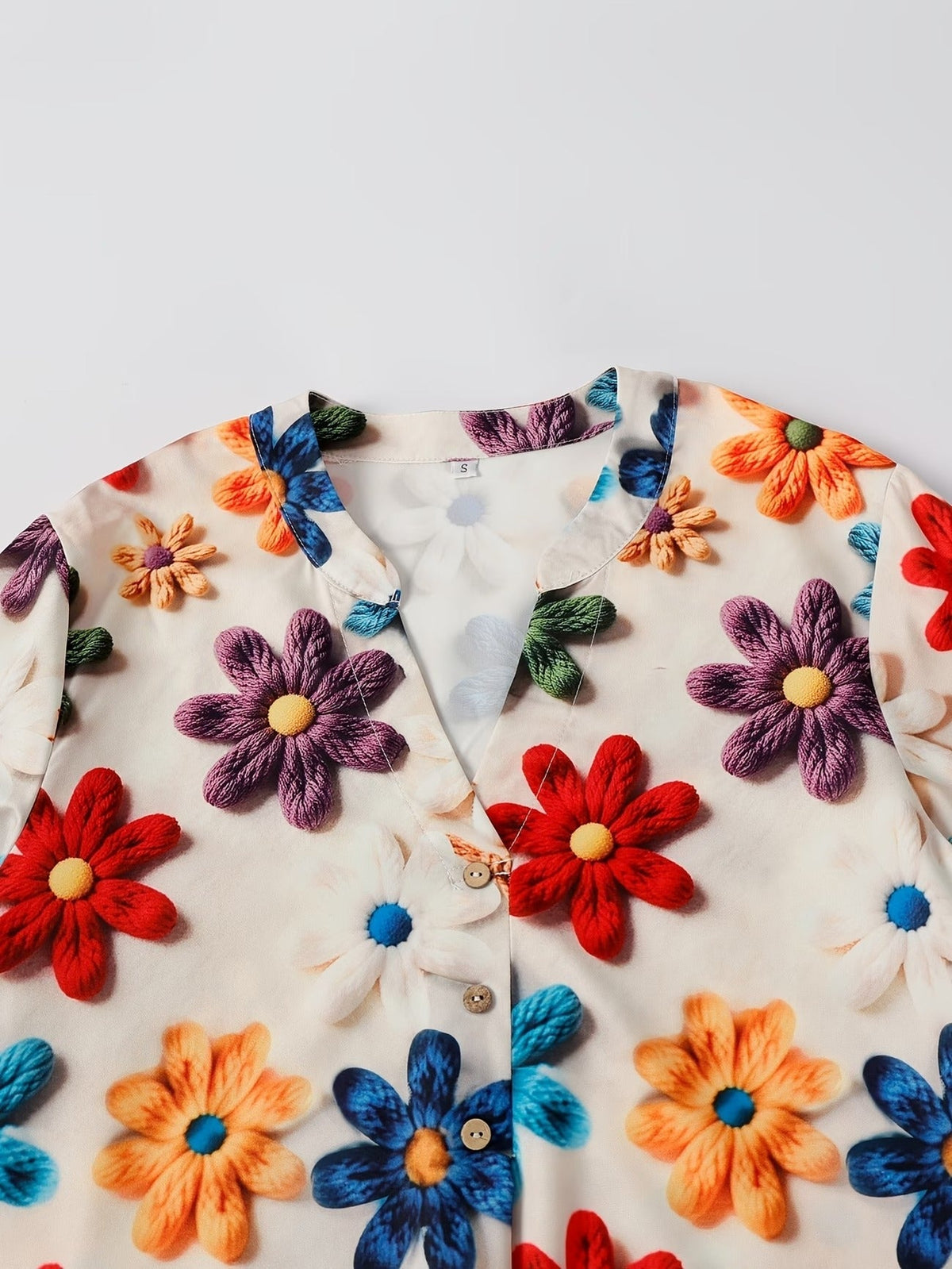 Women’s Floral Long-Sleeve Shirt with Printed Pants – Stylish Two-Piece Everyday Outfit (With Tie & Button Details)