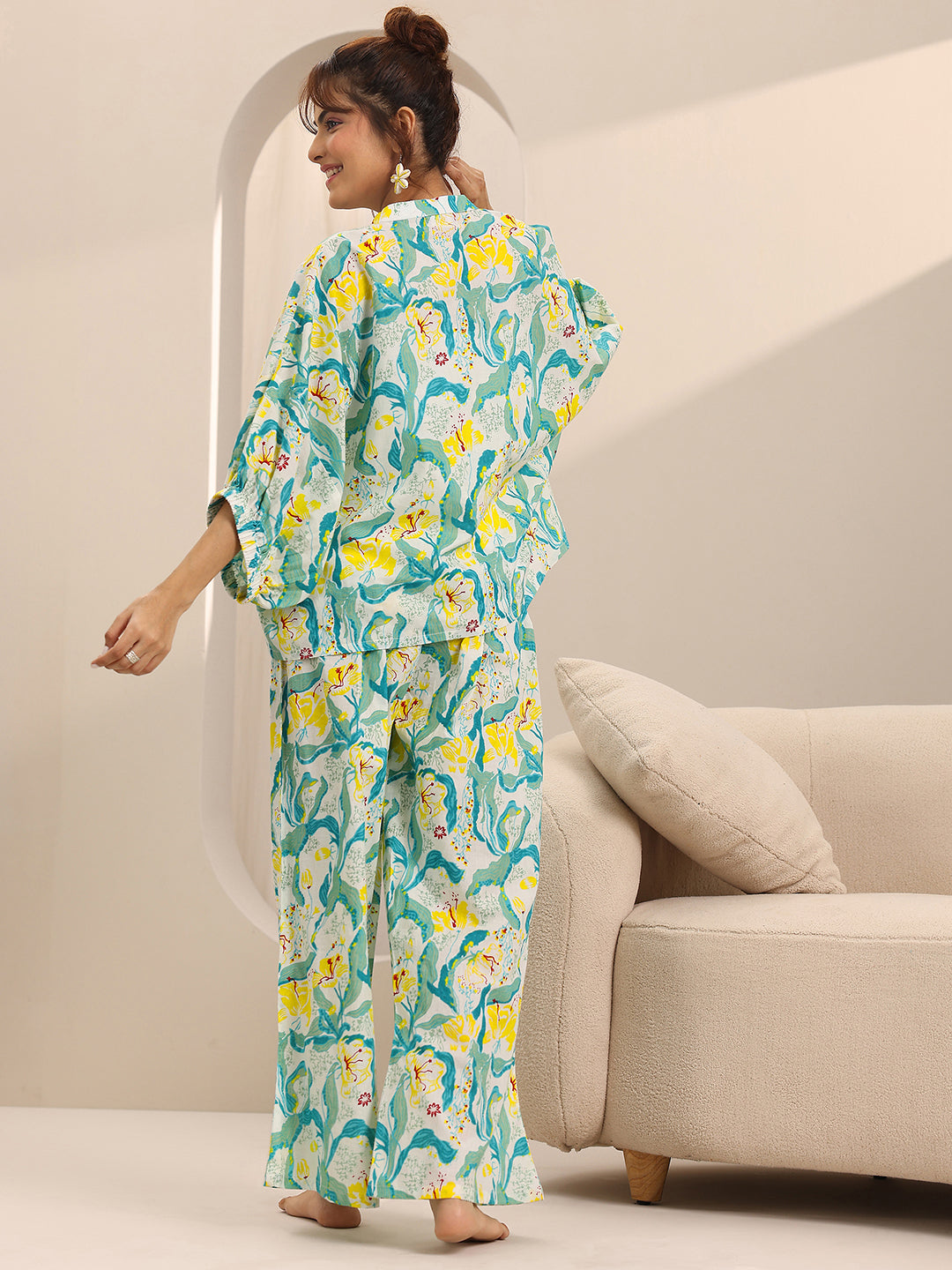 Anouk Off white Printed Cotton Night Suits
