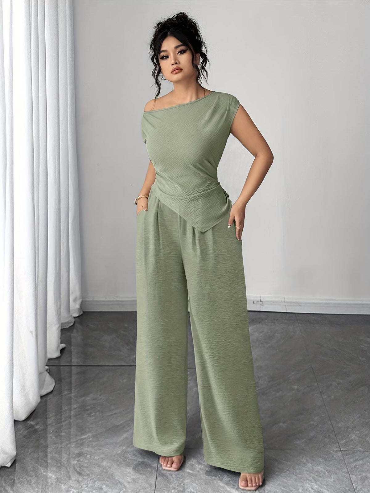 Sage Green Asymmetric Co-Ord Set