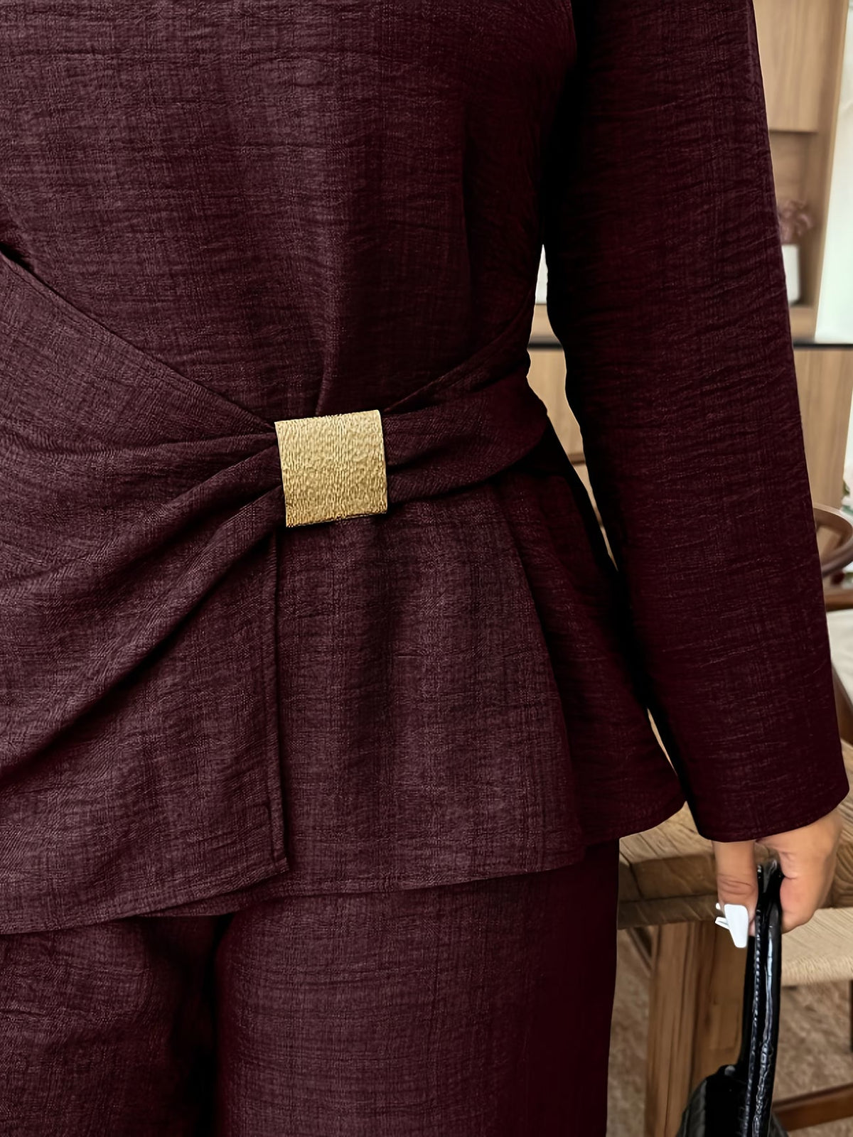 Elegant Pleated Waist Tie Co-Ord Set