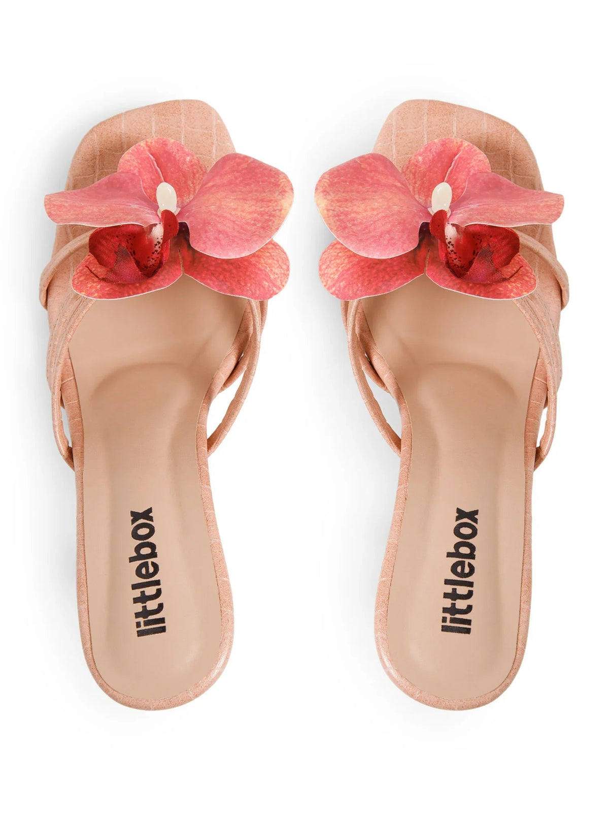 Peach Flower Decor High Heel Beach Sandals