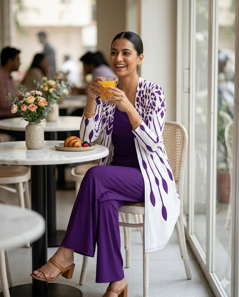 Floral Embroidered 3 Piece Linen Co-ord Set for Women — Jacket Vest and Wide Leg Pants