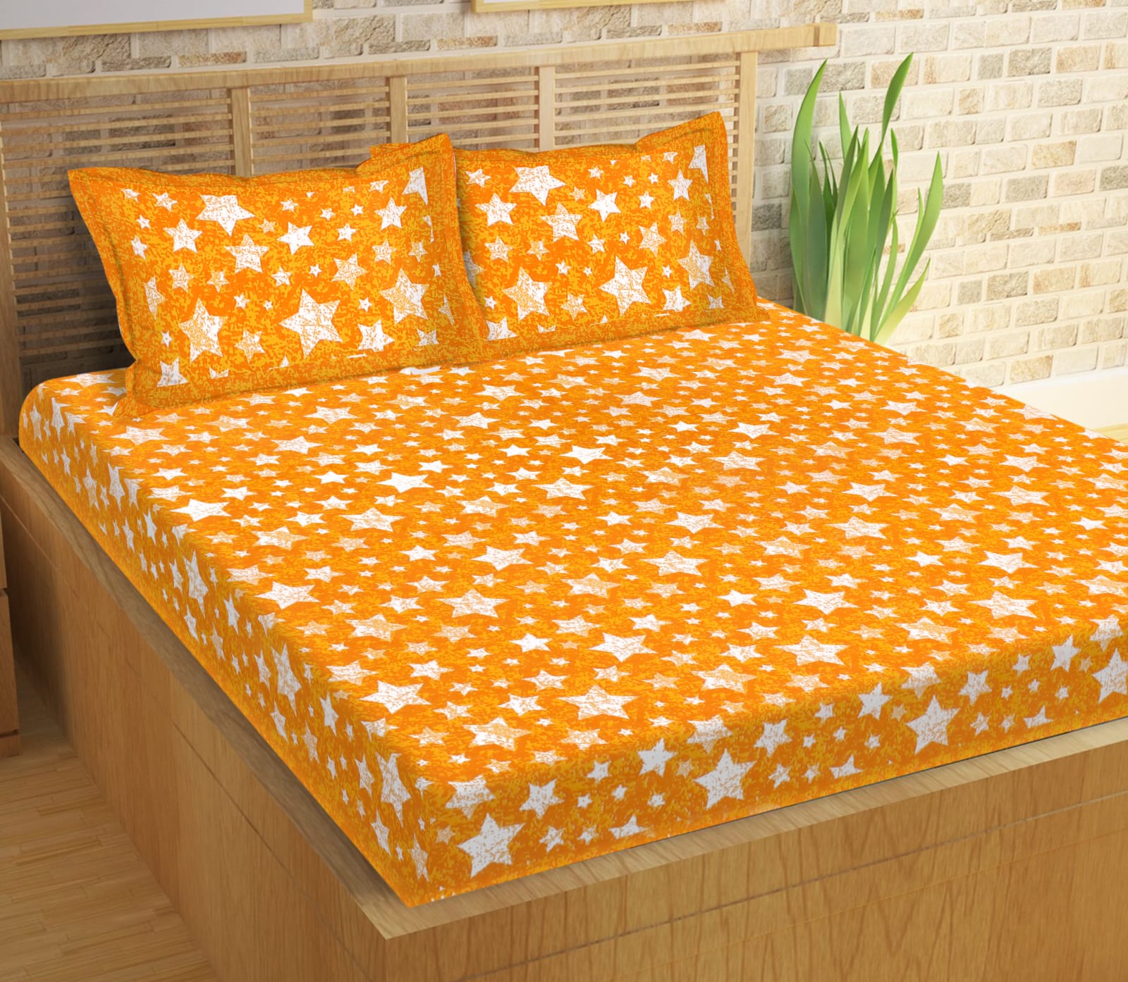 Jaipuri Double Bedsheet Set with Two Pillow Covers - 90x100 Size