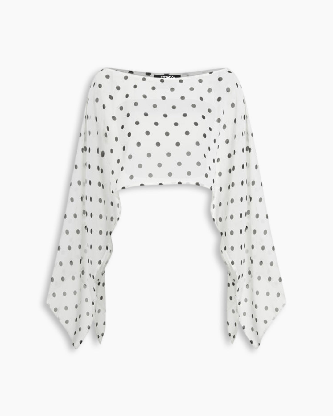 Asymmetrical Neck Polka Dot Mesh Crop Top in Classic White