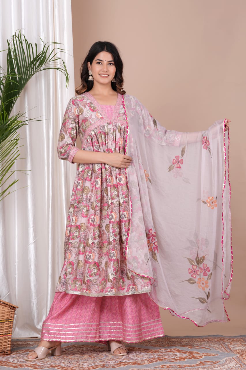Muslin Aaliya Style Dress with Nayraa Cut and Sequin Work