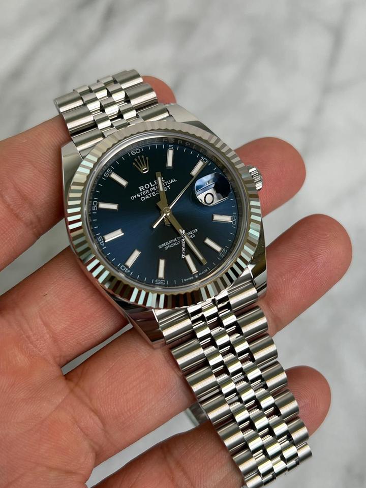 Role_x Date Just Silver/Blue Watch