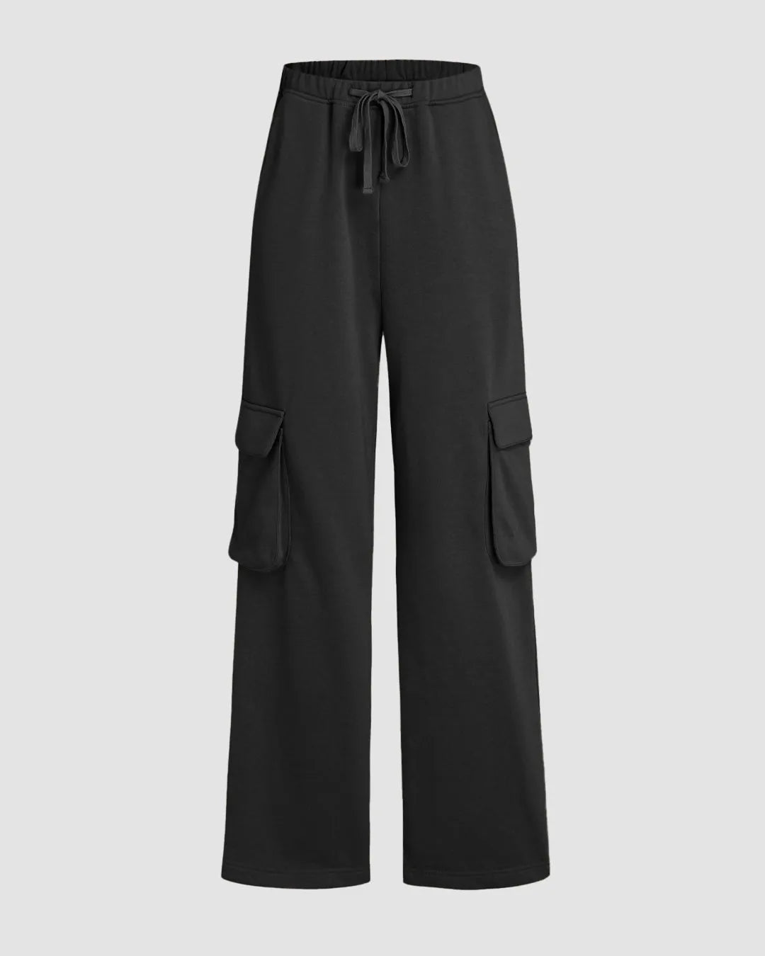 Cool Girl Aesthetics Black Trousers with Double Utility Pockets