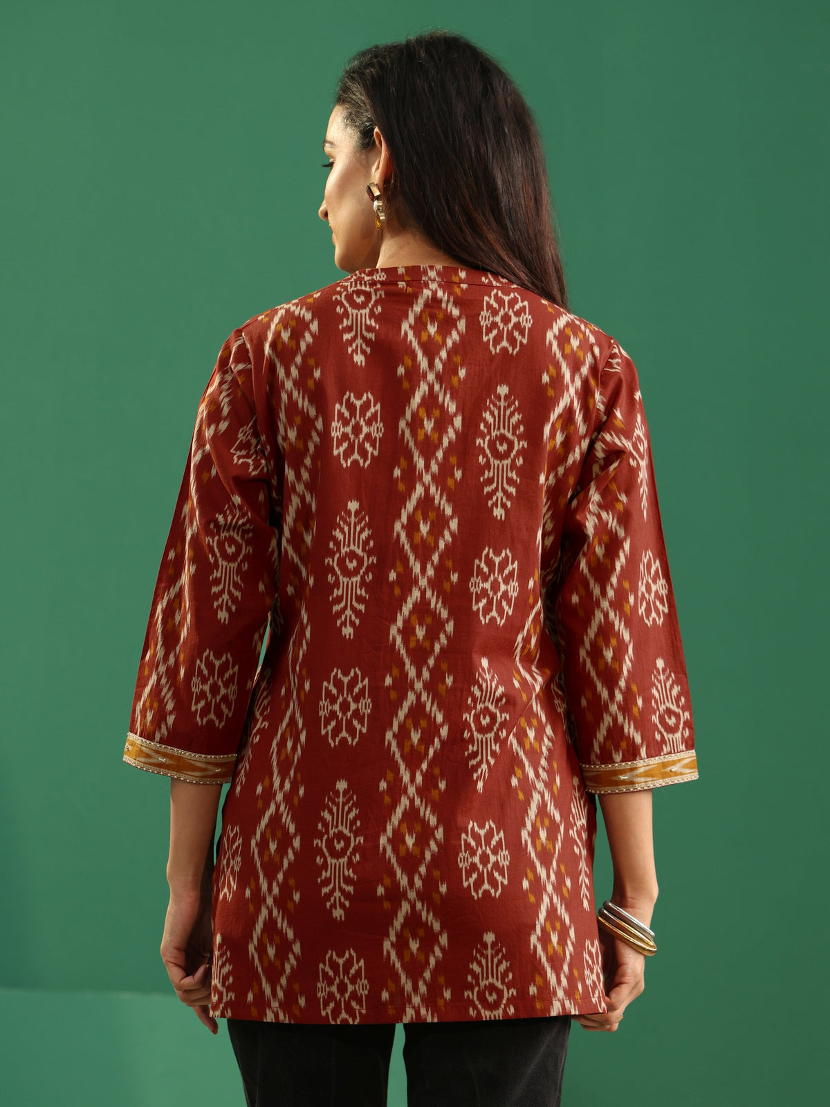 Anouk Rust Brown Printed Cotton Short Kurti