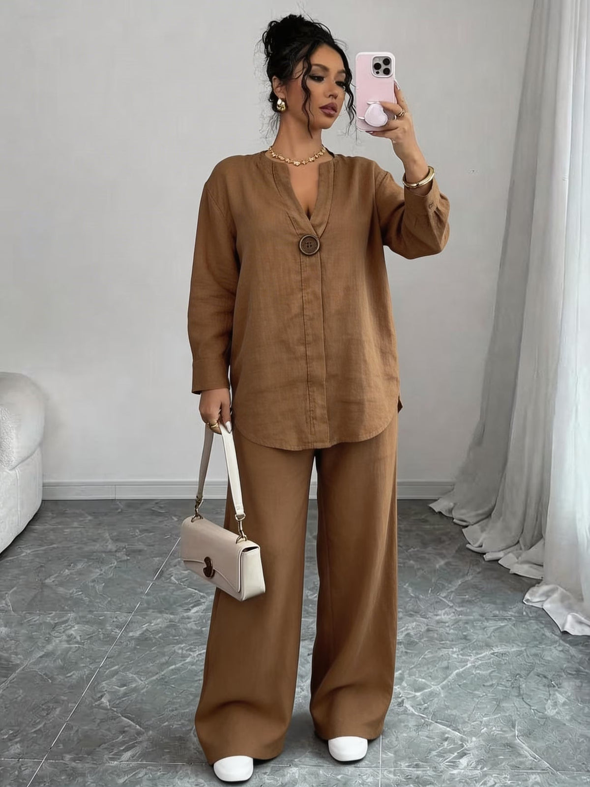 European Luxe Wide-Leg Co-Ord Set
