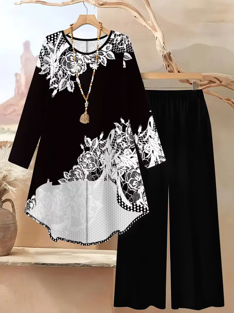 Women’s Color-Block Striped Top & Pants Set