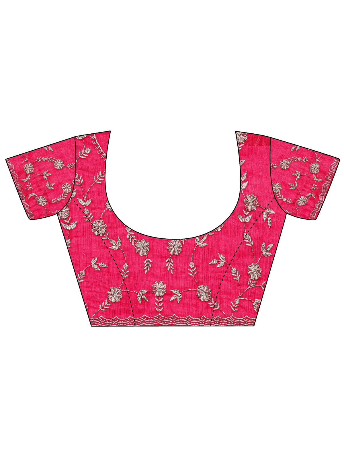 Anouk Pink Floral Embellished Chiffon Saree With Unstitched Blouse Piece