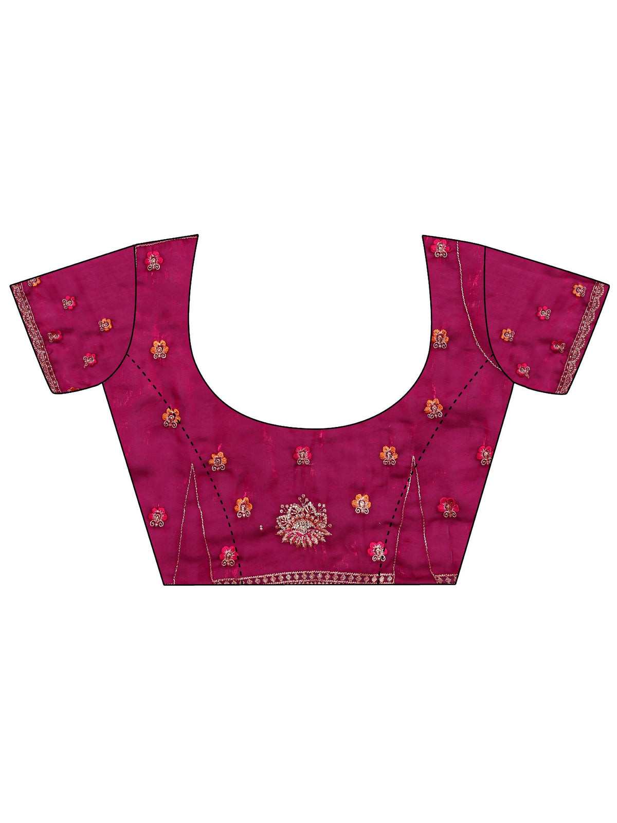 Anouk Wine Ethnic Embroidered Tissue Saree With Unstitched Blouse Piece