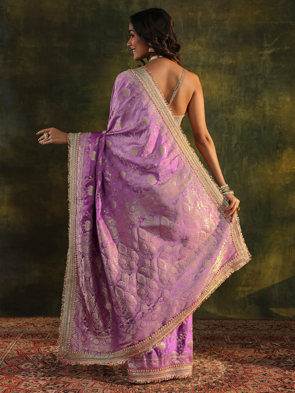 Anouk Art Purple Embellished Woven Design  Silk Saree With Unstitched Blouse Piece