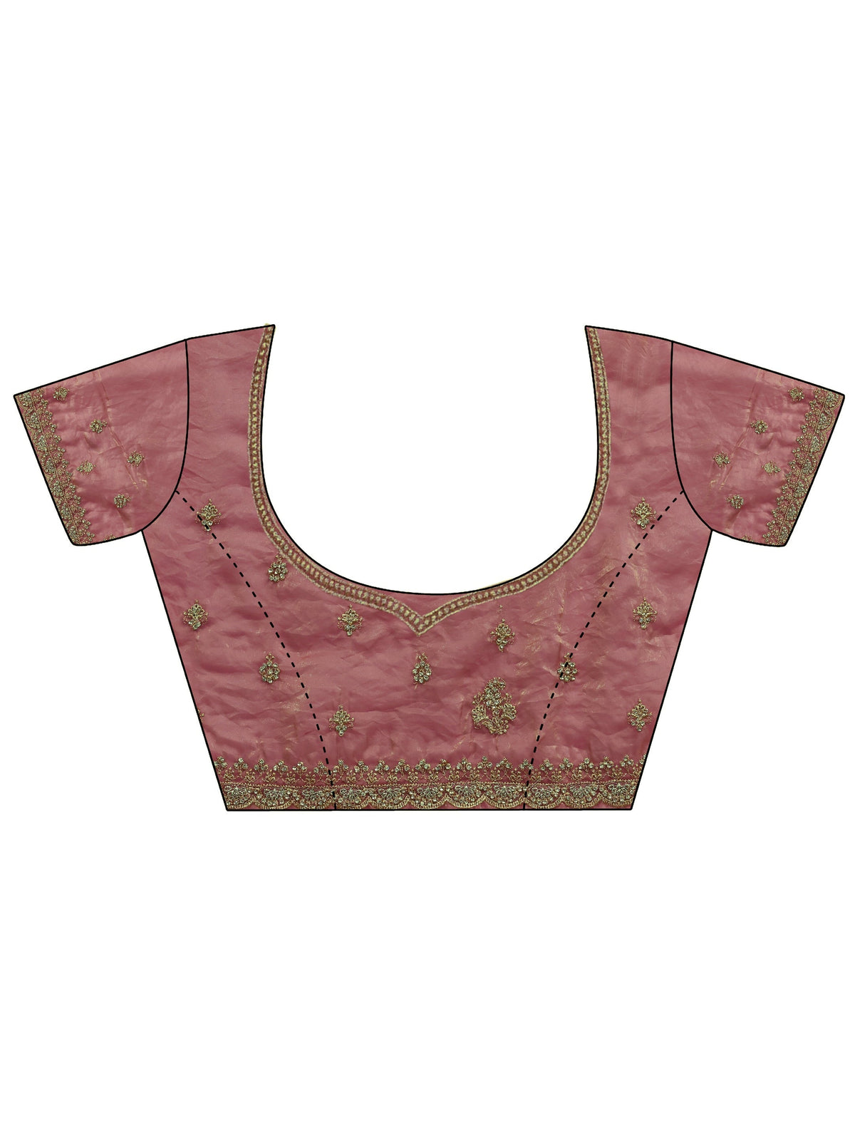Anouk Art Peach Embellished Tissue Saree With Unstitched Blouse Piece