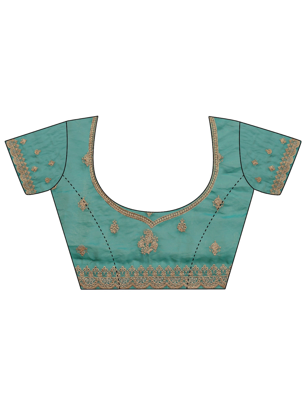 Anouk Art Blue Embellished Tissue Saree With Unstitched Blouse Piece