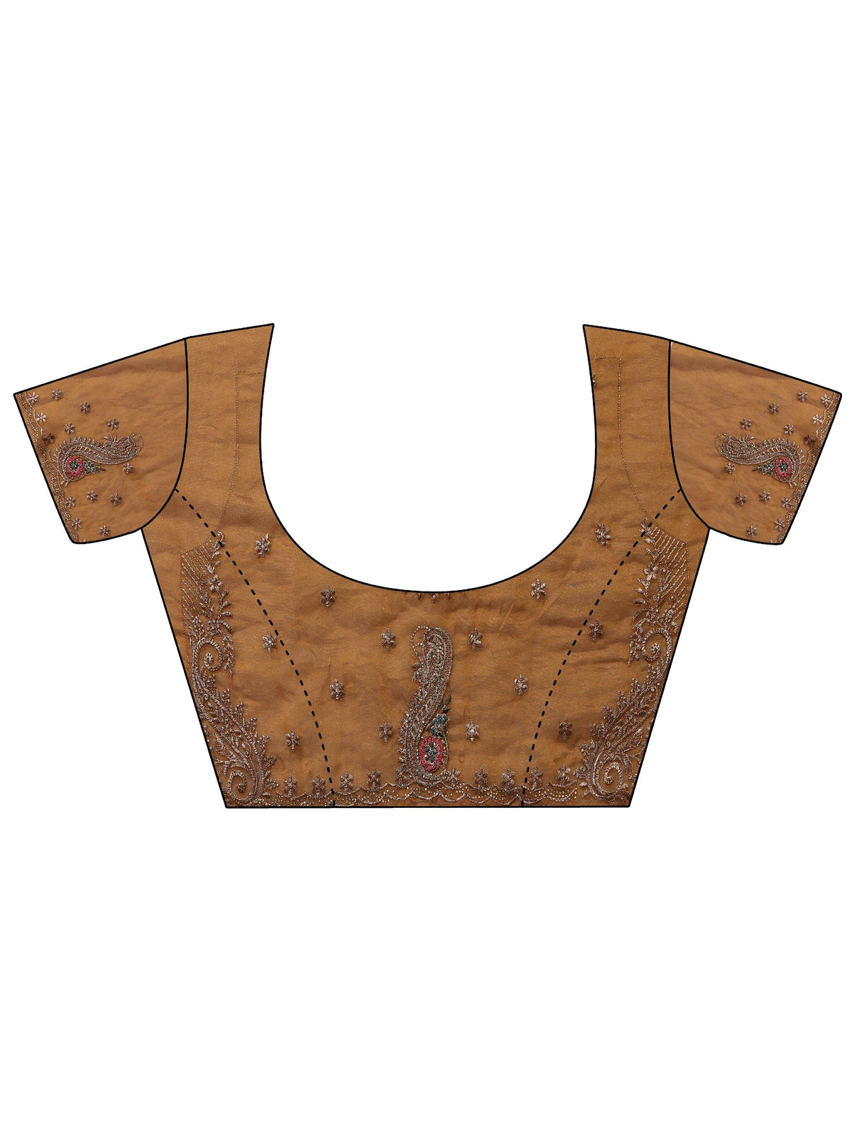 Anouk Mustard Embellished Tissue Saree With Unstitched Blouse Piece