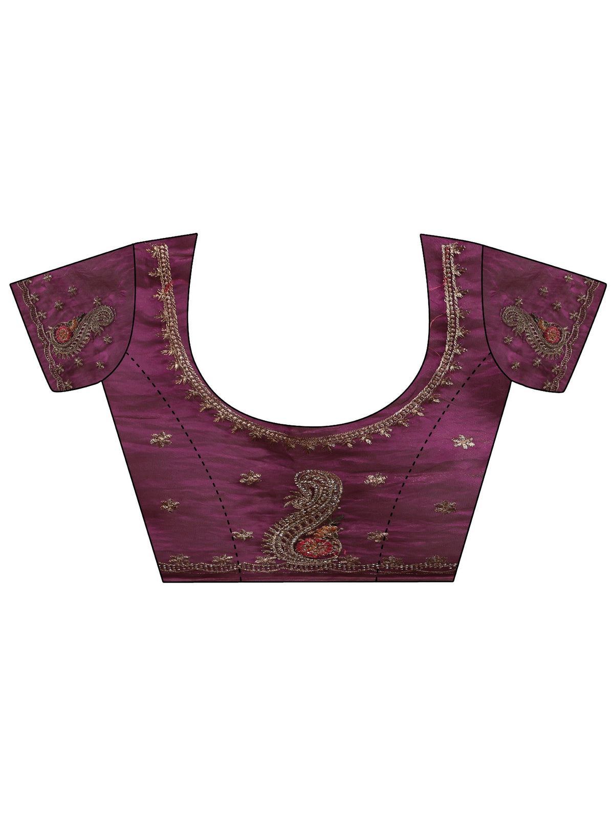 Anouk Purple Embellished Tissue Saree With Unstitched Blouse Piece