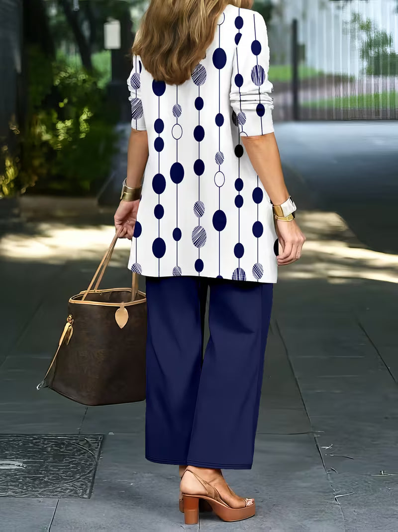 Women’s 3pcs Polka Blazer, Vest & Pants Suit