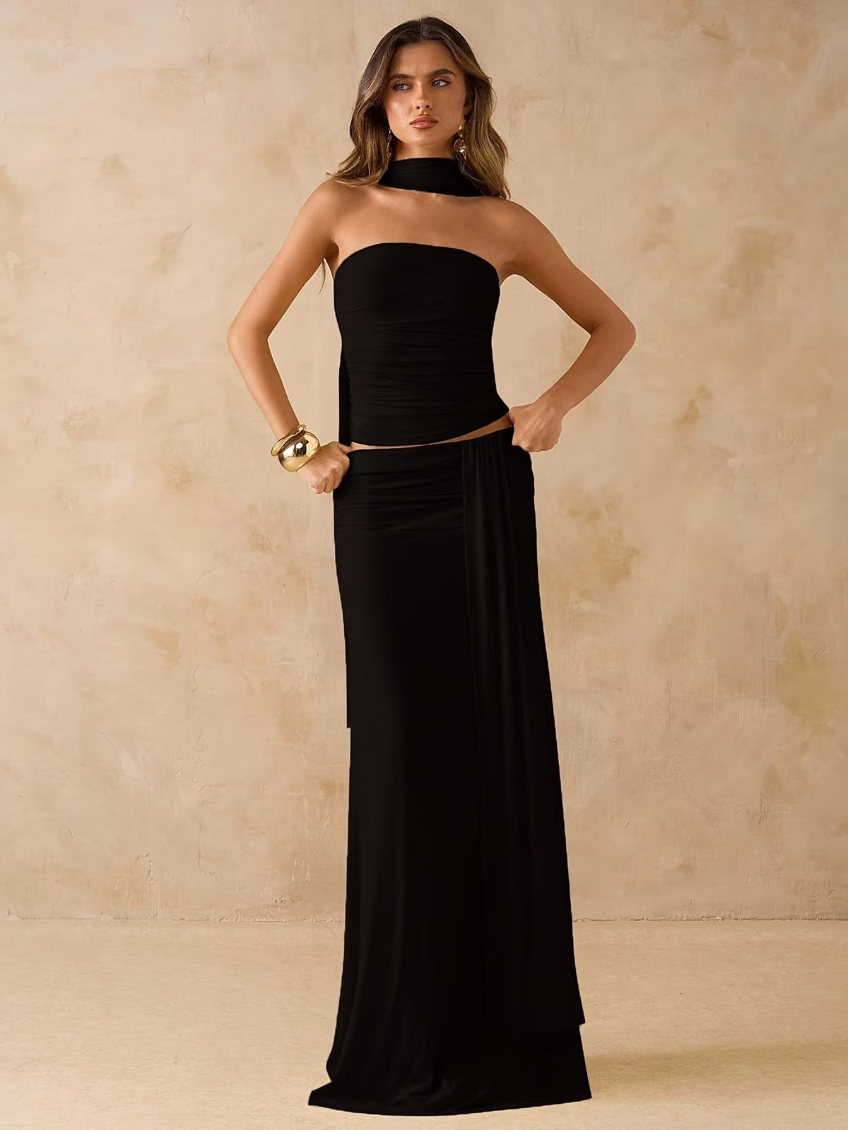 Elegant Draped Bodycon Co-Ord Set 💖
