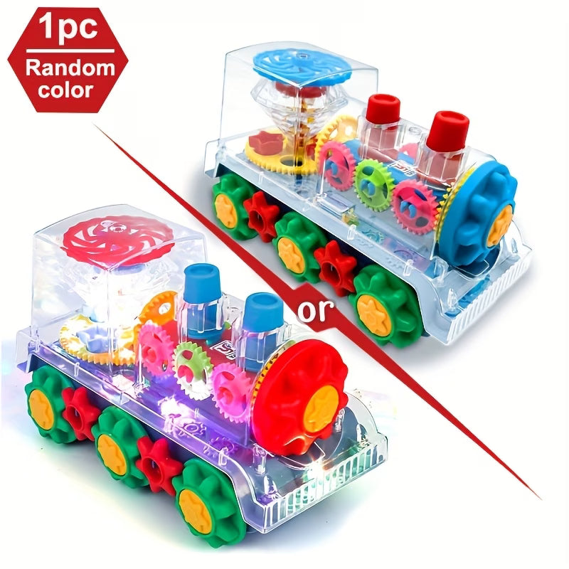 🚂 Electric Transparent Gear Train Toy with Lights & Music 4