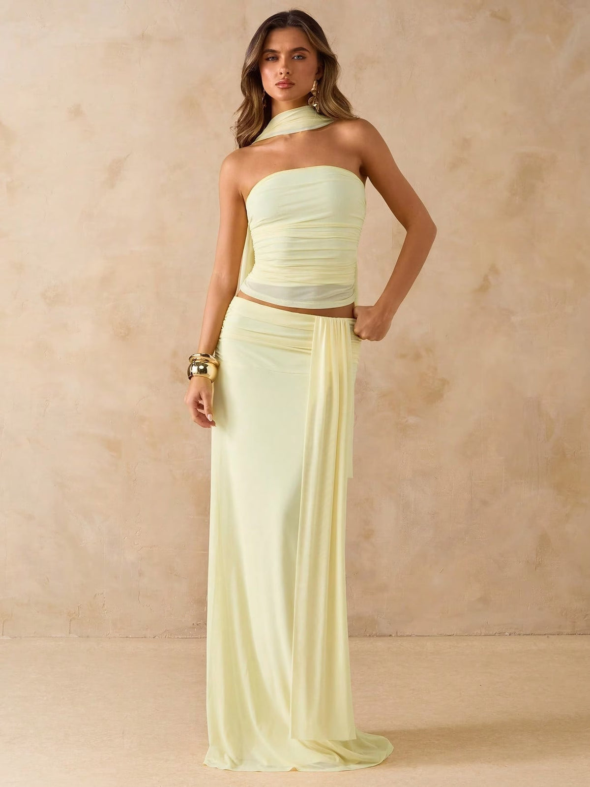 Elegant Draped Bodycon Co-Ord Set 💖