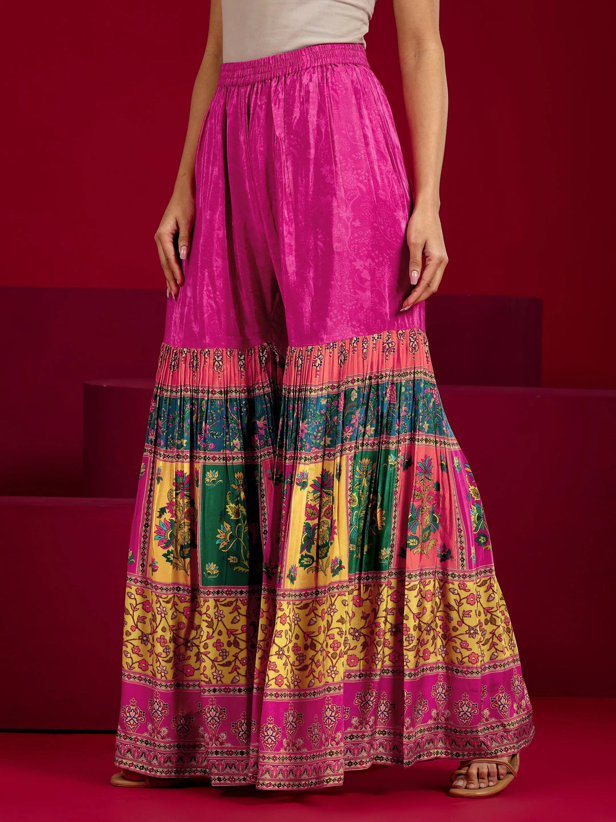 Anouk Art Pink Embroidered Silk Blend Straight Suit With Dupatta