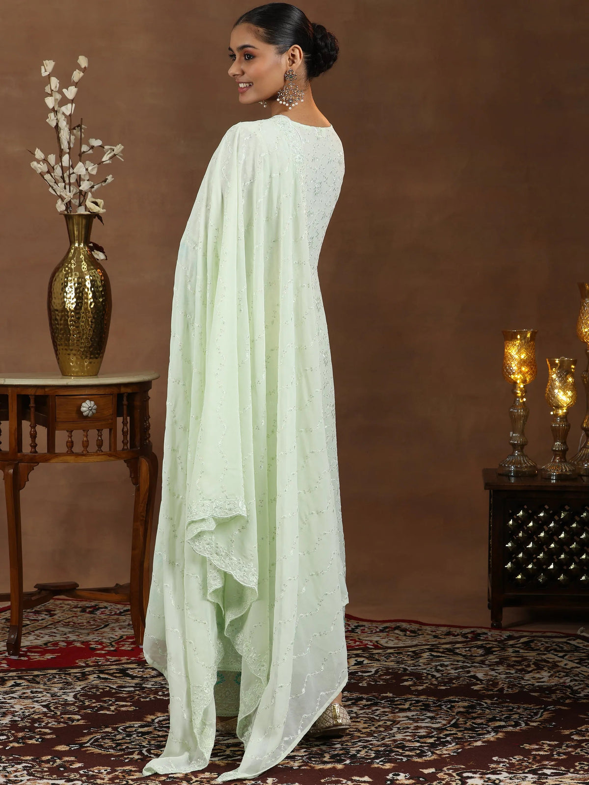 Anouk Green Embroidered Georgette Anarkali Suit With Dupatta