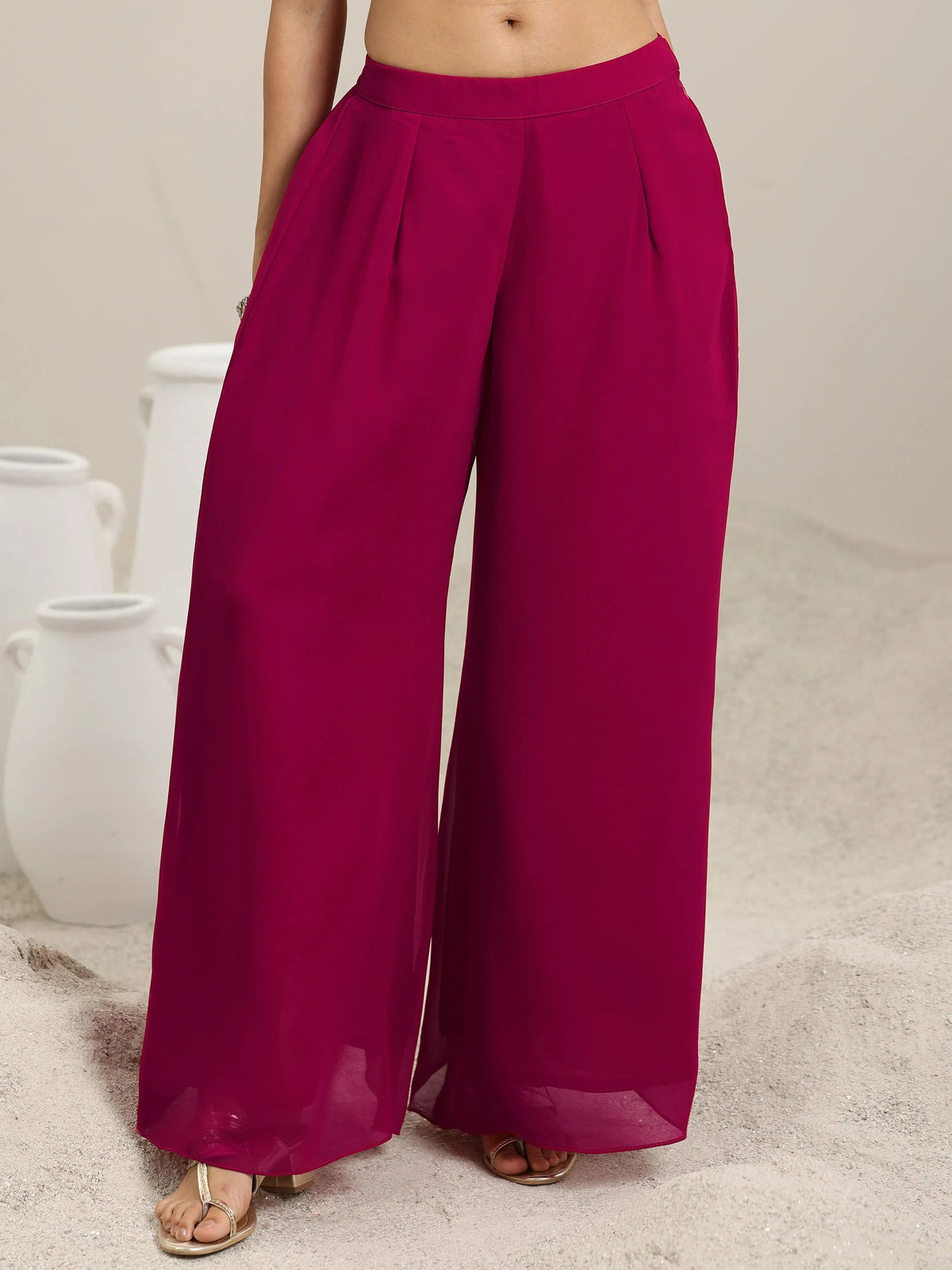 Anouk Pink Embellished Georgette Co-Ords With Shrug