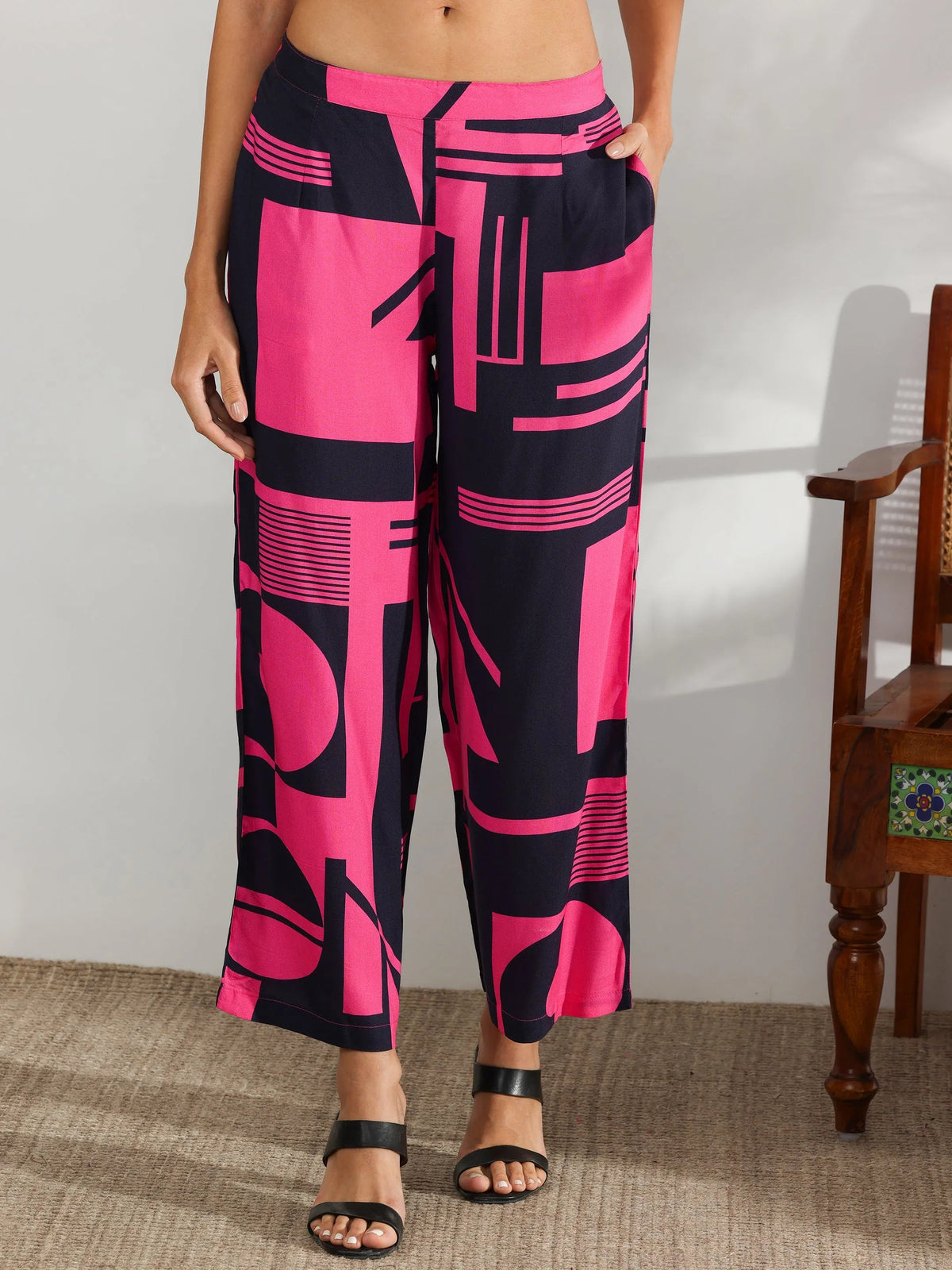 Anouk Pink Printed Rayon Co-Ords