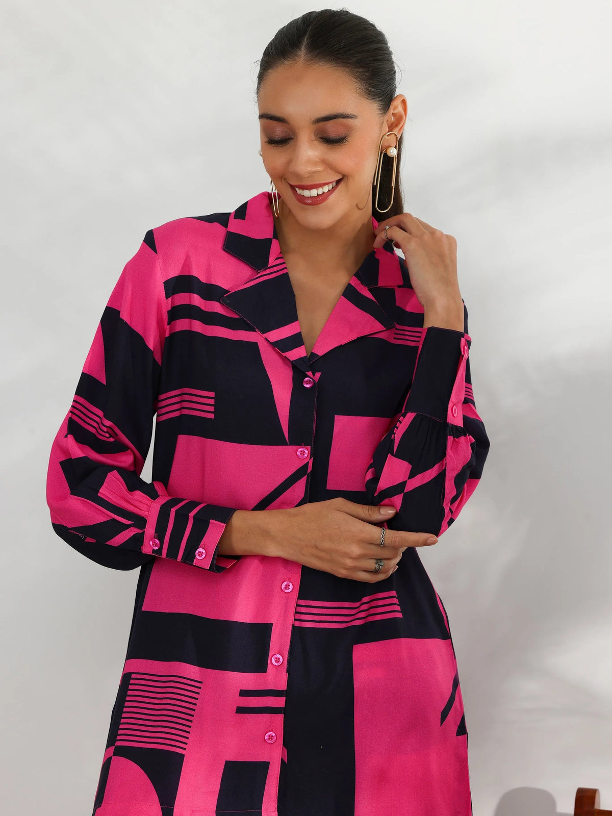 Anouk Pink Printed Rayon Co-Ords