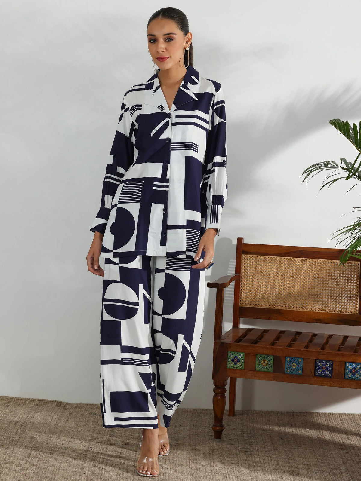 Anouk White Printed Rayon Co-Ords