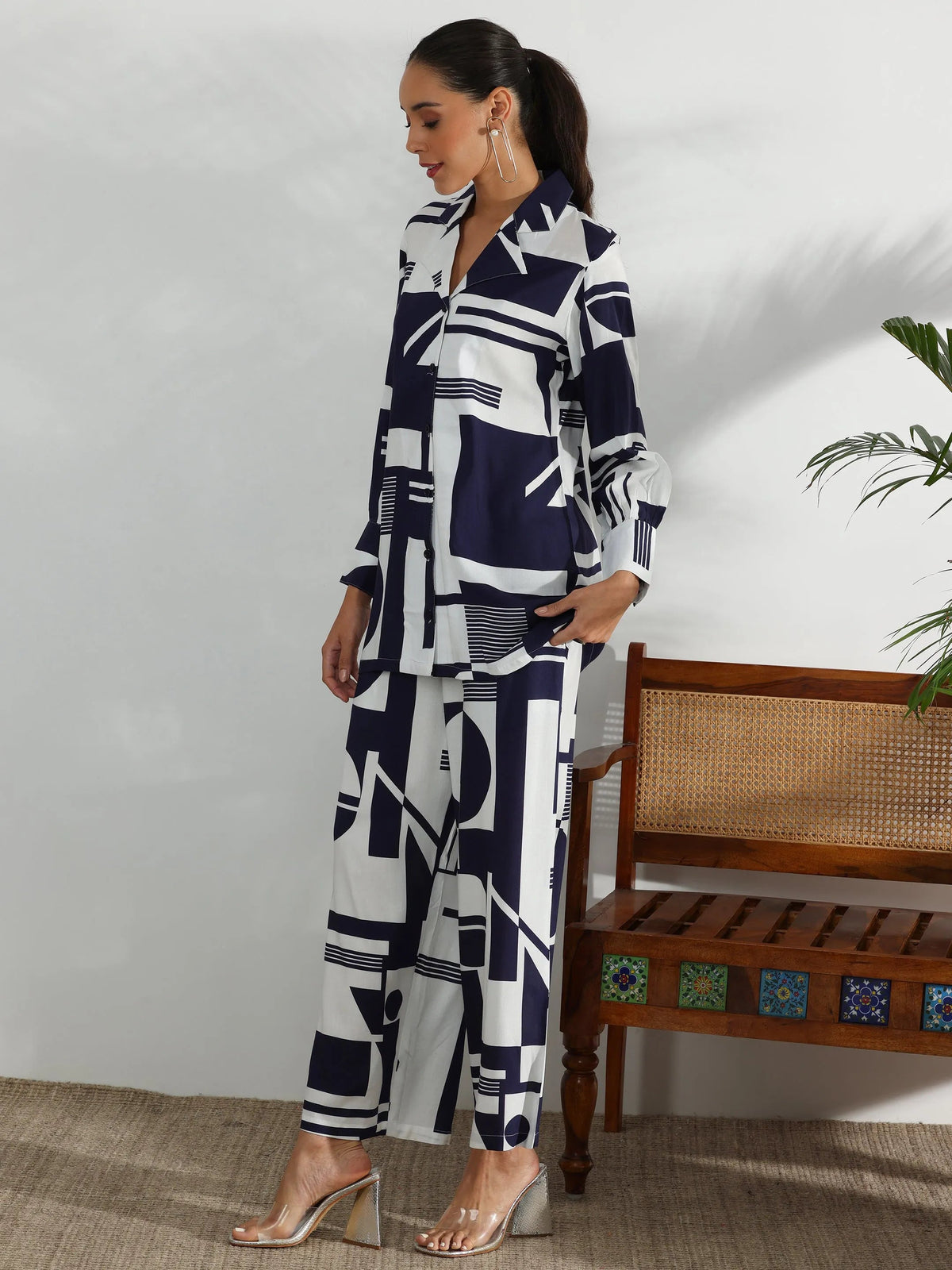 Anouk White Printed Rayon Co-Ords
