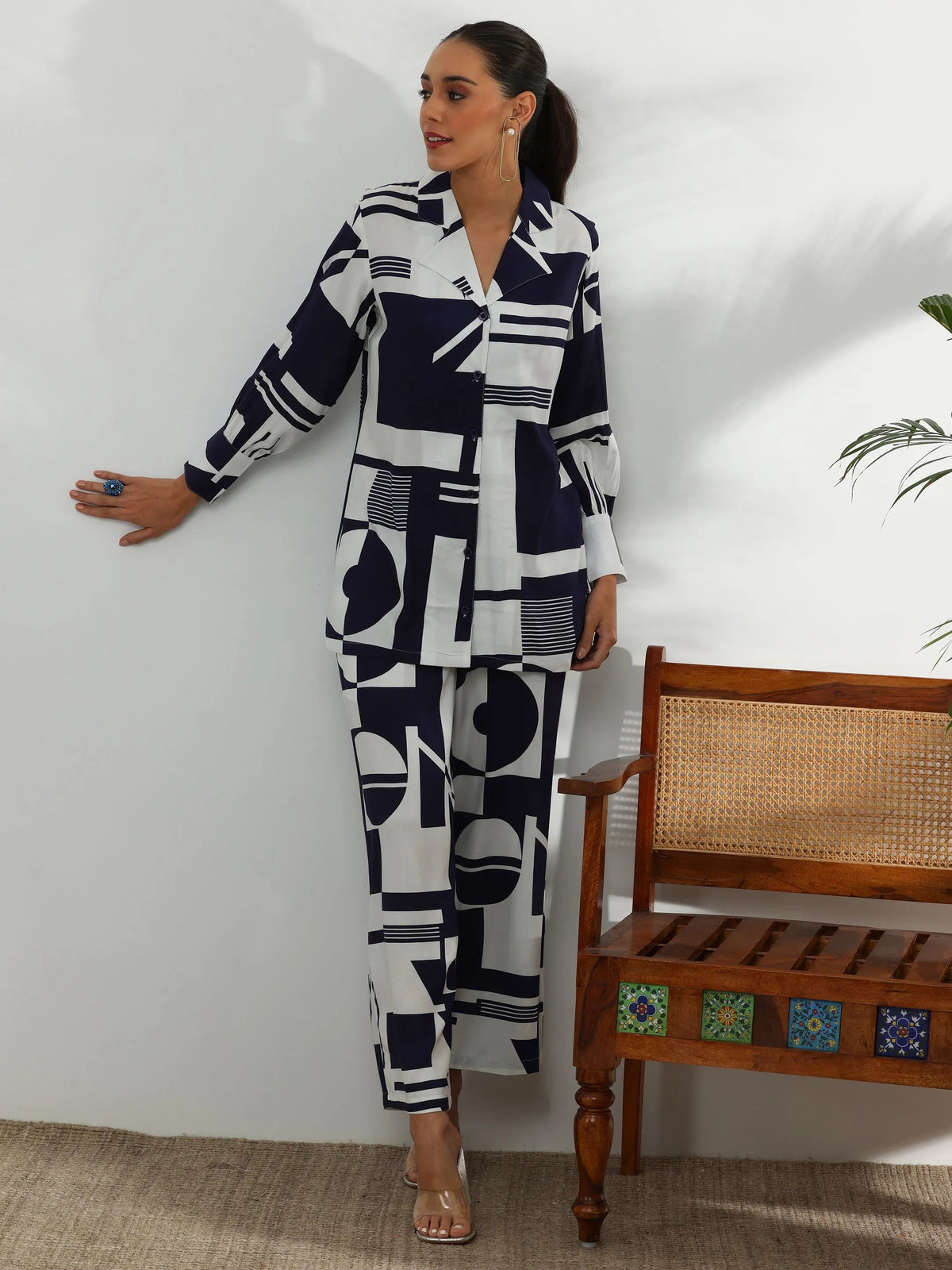Anouk White Printed Rayon Co-Ords