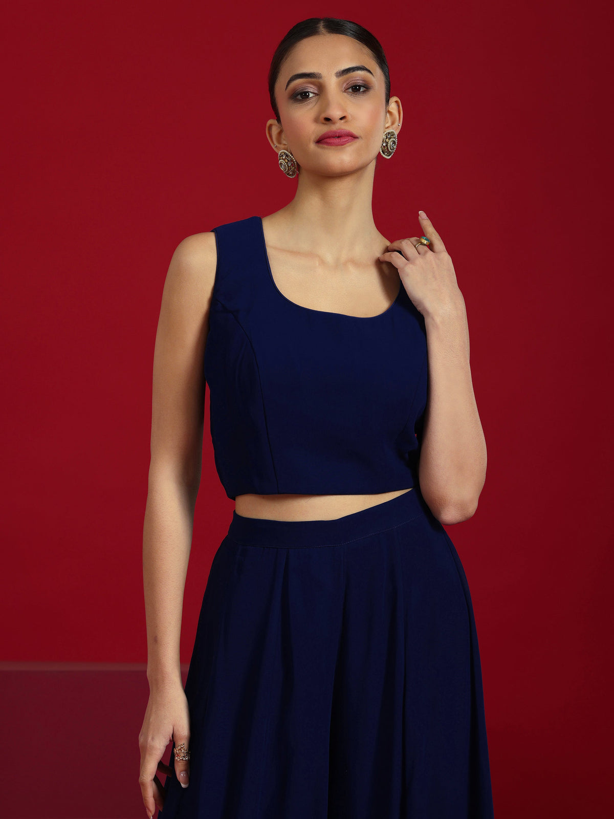 Anouk Art Blue Embellished Georgette Co-Ord Sets