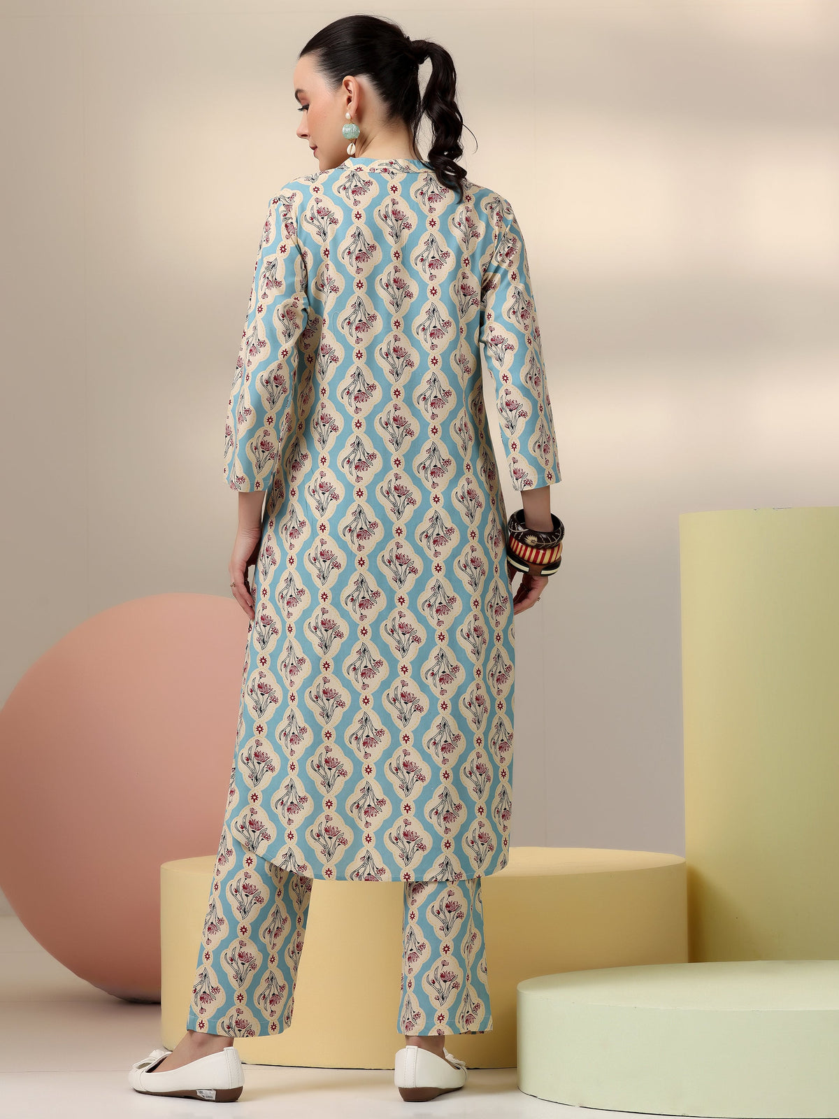 Anouk Blue Printed Rayon Co-Ords