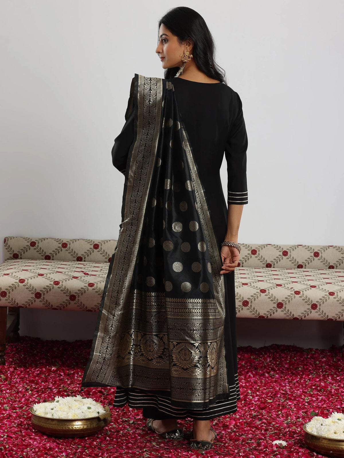 Anouk Black Yoke Design Rayon Anarkali Suit With Dupatta