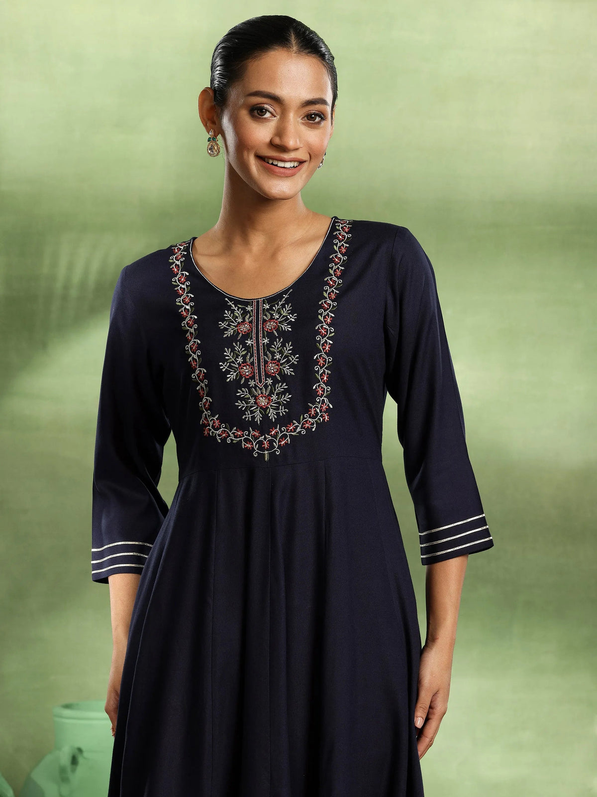 Anouk Blue Yoke Design Rayon Anarkali Suit With Dupatta