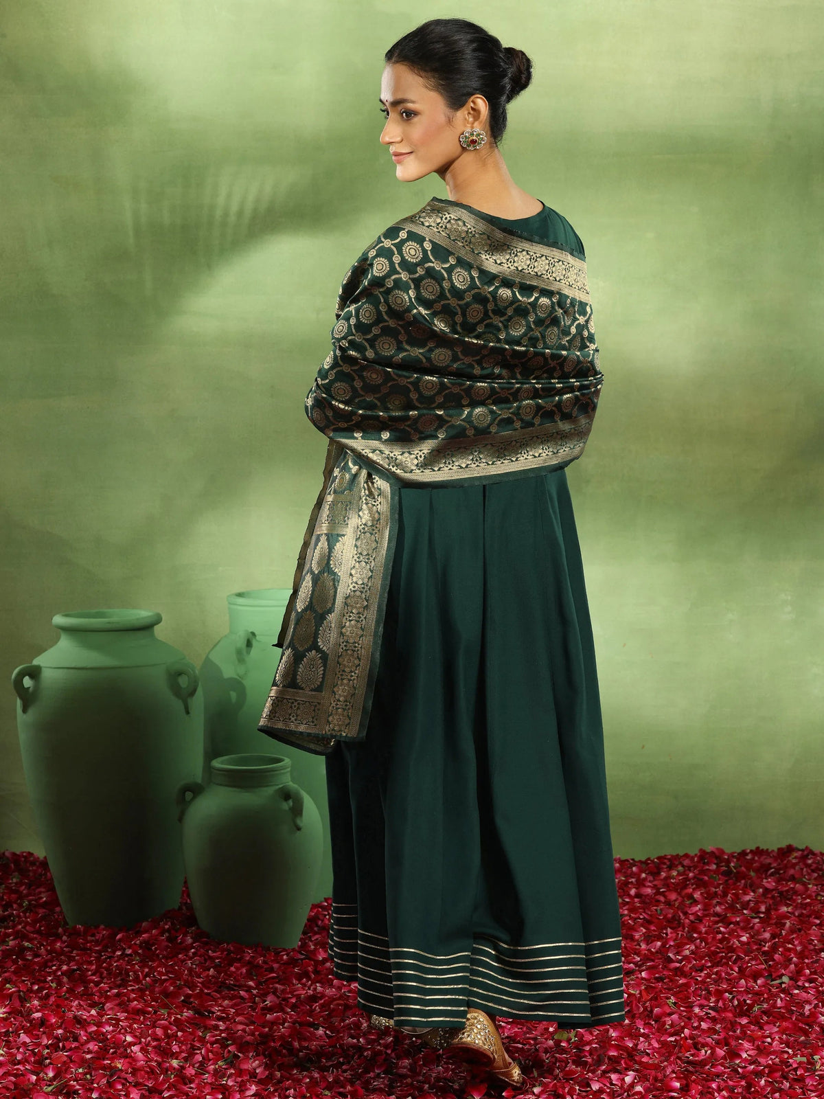 Anouk Green Yoke Design Rayon Anarkali Suit With Dupatta