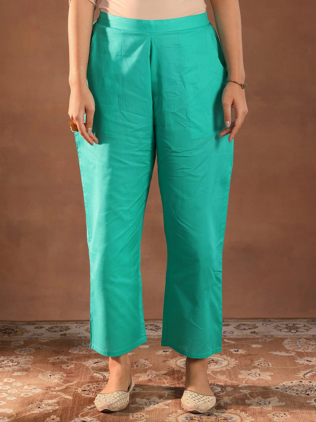 Anouk Turquoise Blue Embroidered Chanderi Silk Straight Suit With Dupatta