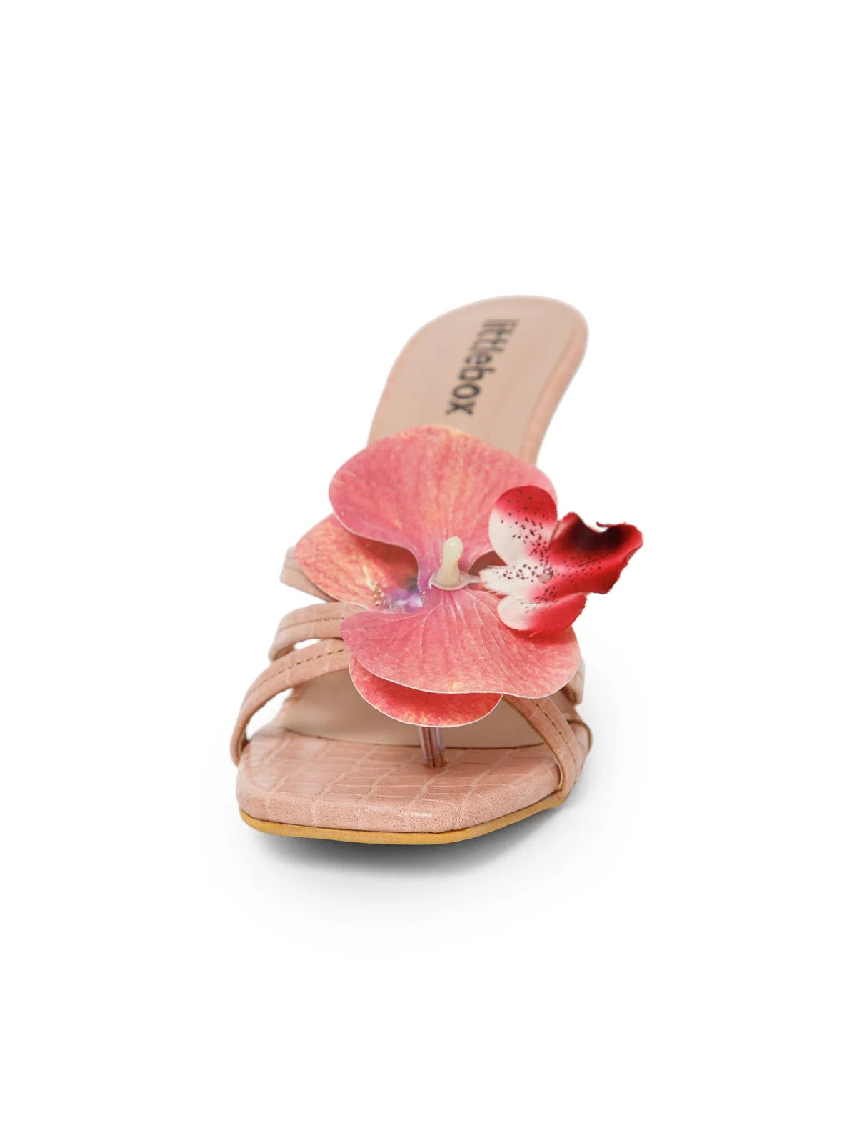 Peach Flower Decor High Heel Beach Sandals