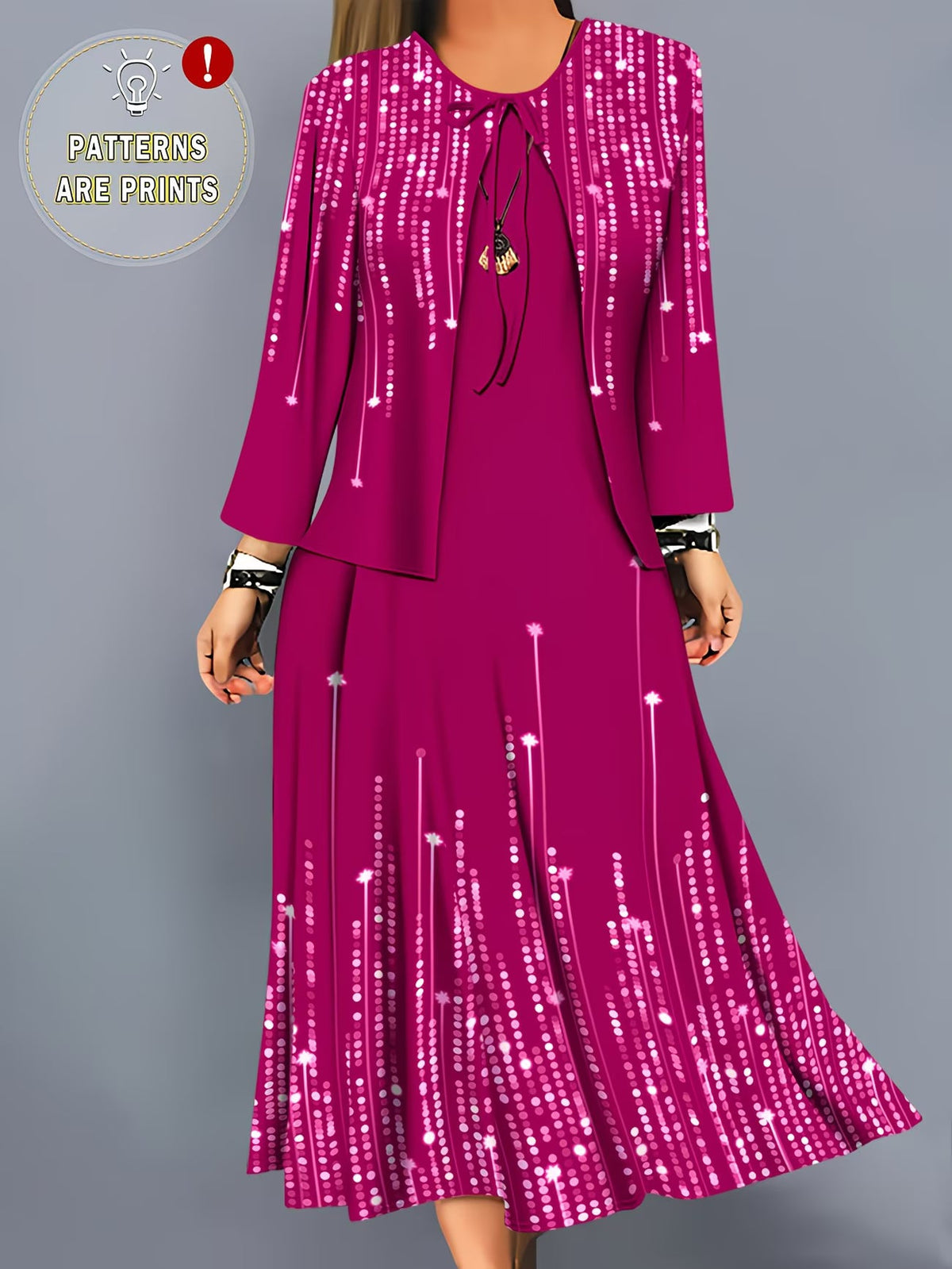 Women's Botanical Print Dress & Tie-Front Cardigan Two-Piece Set