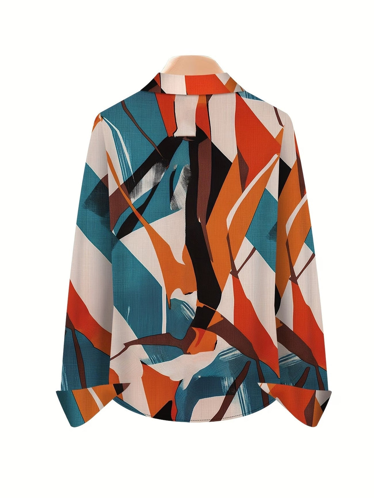 Women’s Floral Long-Sleeve Shirt with Printed Pants – Stylish Two-Piece Everyday Outfit (With Tie & Button Details)
