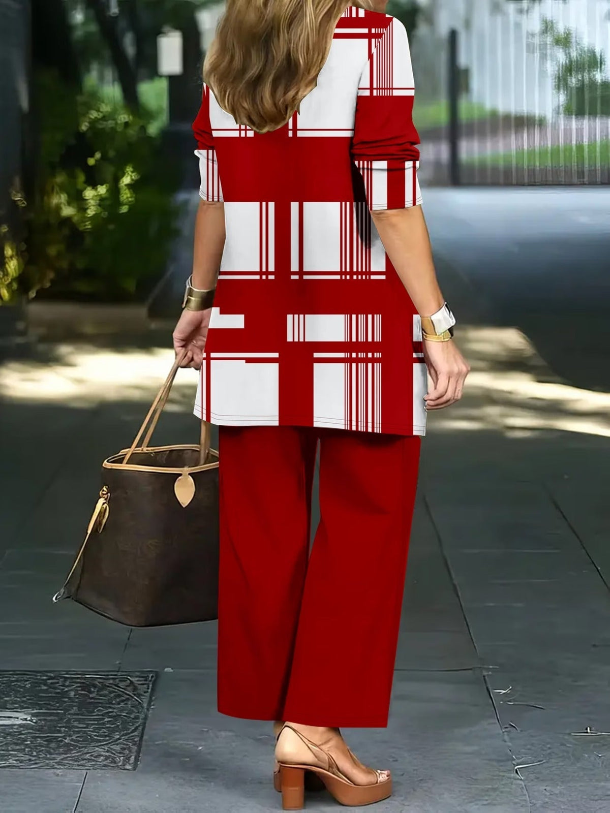 Women’s Stylish 3-Piece Set – Solid Cardigan, Casual Vest & Printed Palazzo Pants