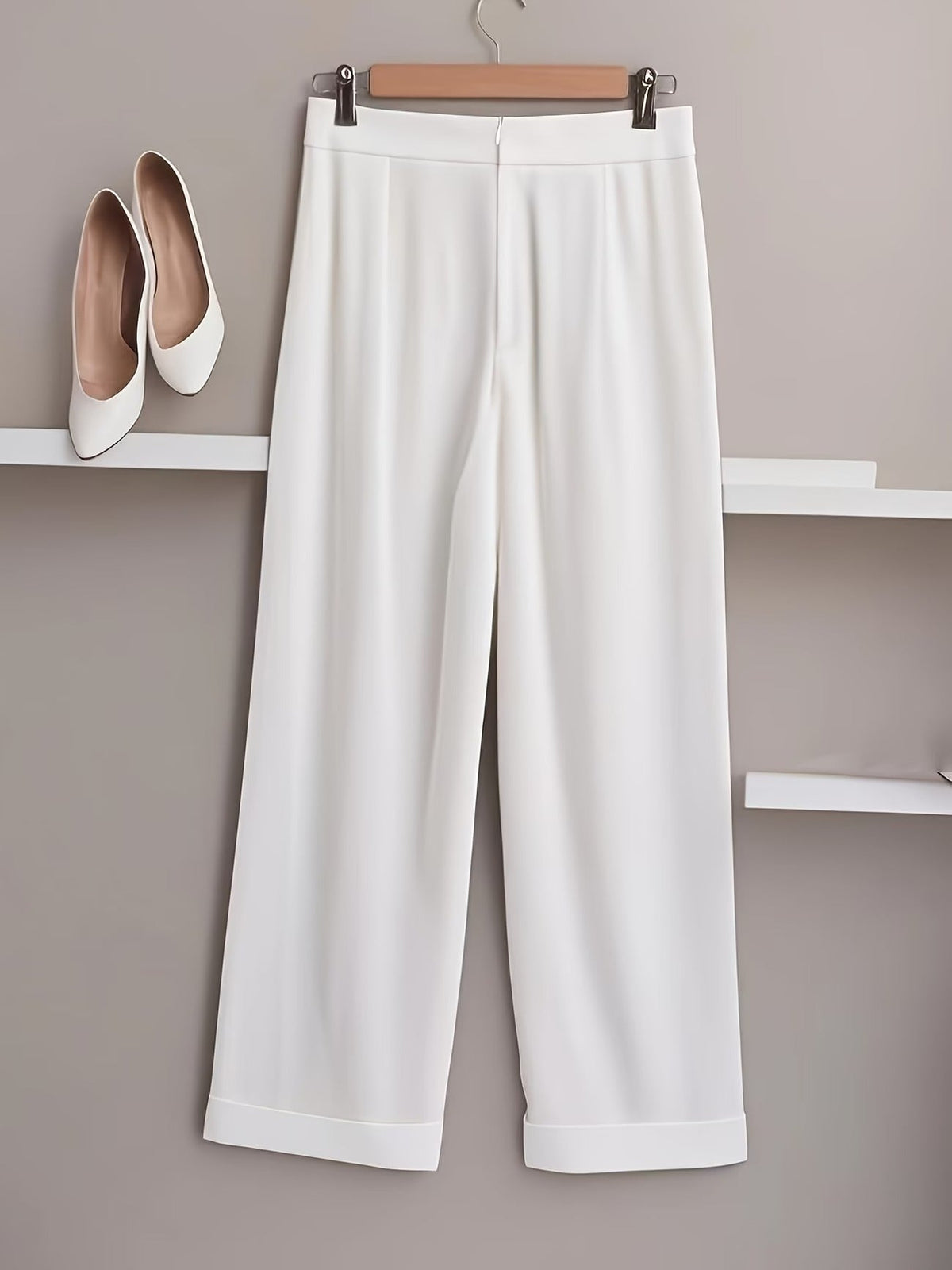 Summer French Solid Two-Piece Set – Elegant Women’s Top & Pants Suit