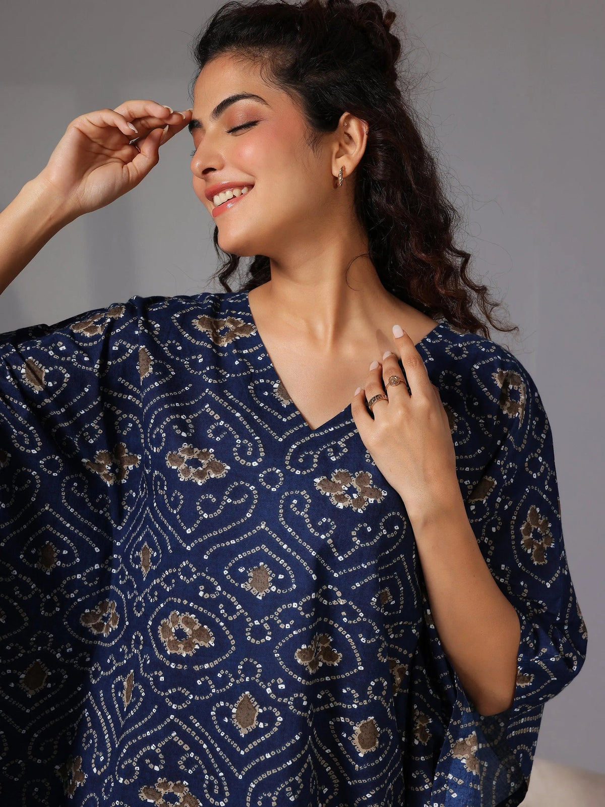 Anouk Blue Printed Cotton Night Suits