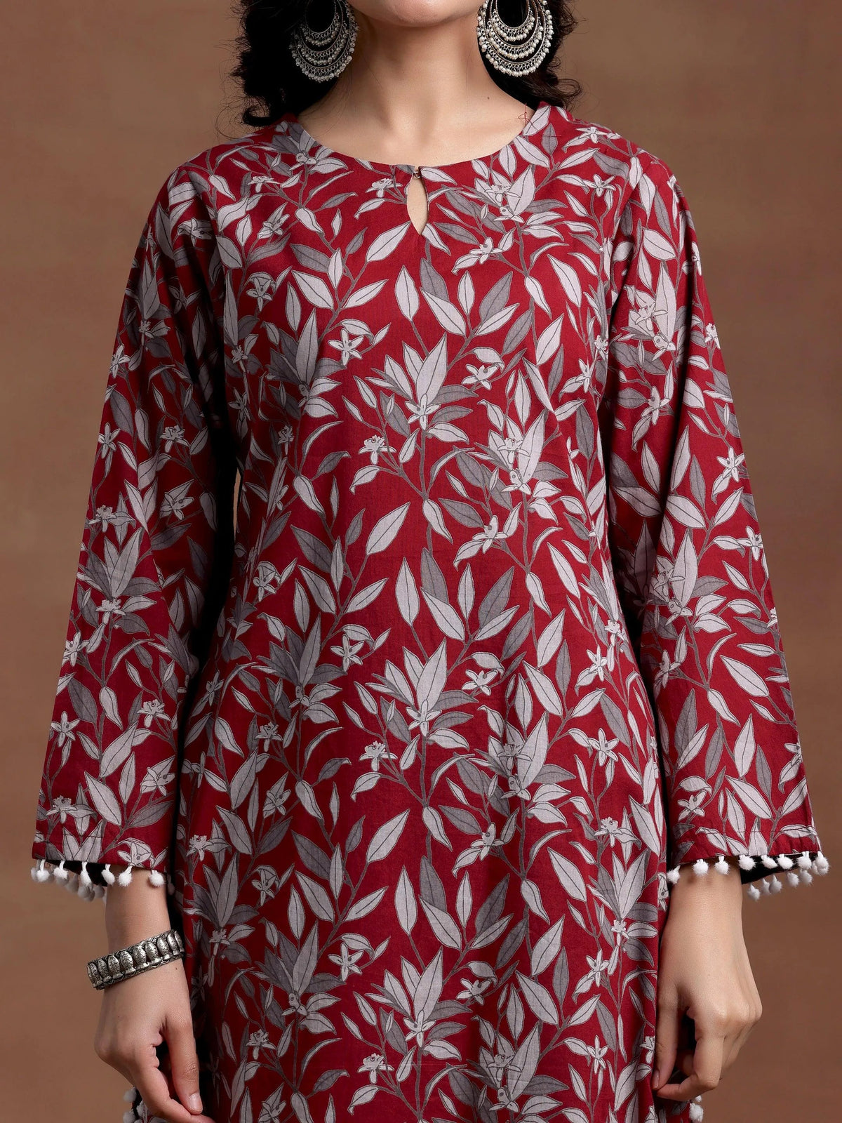 Anouk Rust Printed Cotton Pathani Kurta Set