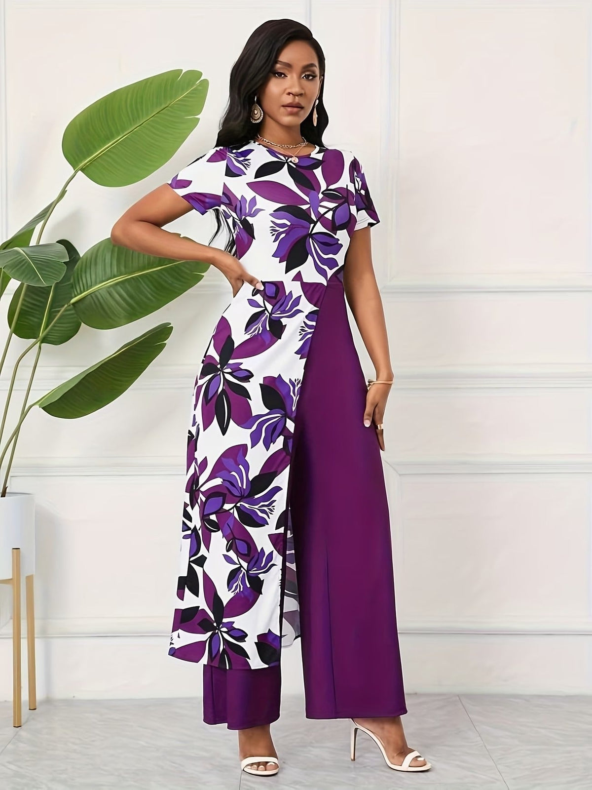 Chic Floral Zip-Front Jumpsuit – Stylish Spring & Summer Party Wear for Women