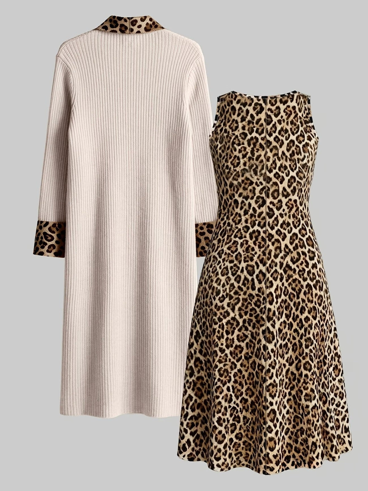 Elegant Floral Suspender Dress Set with Chic Long-Sleeve Blazer