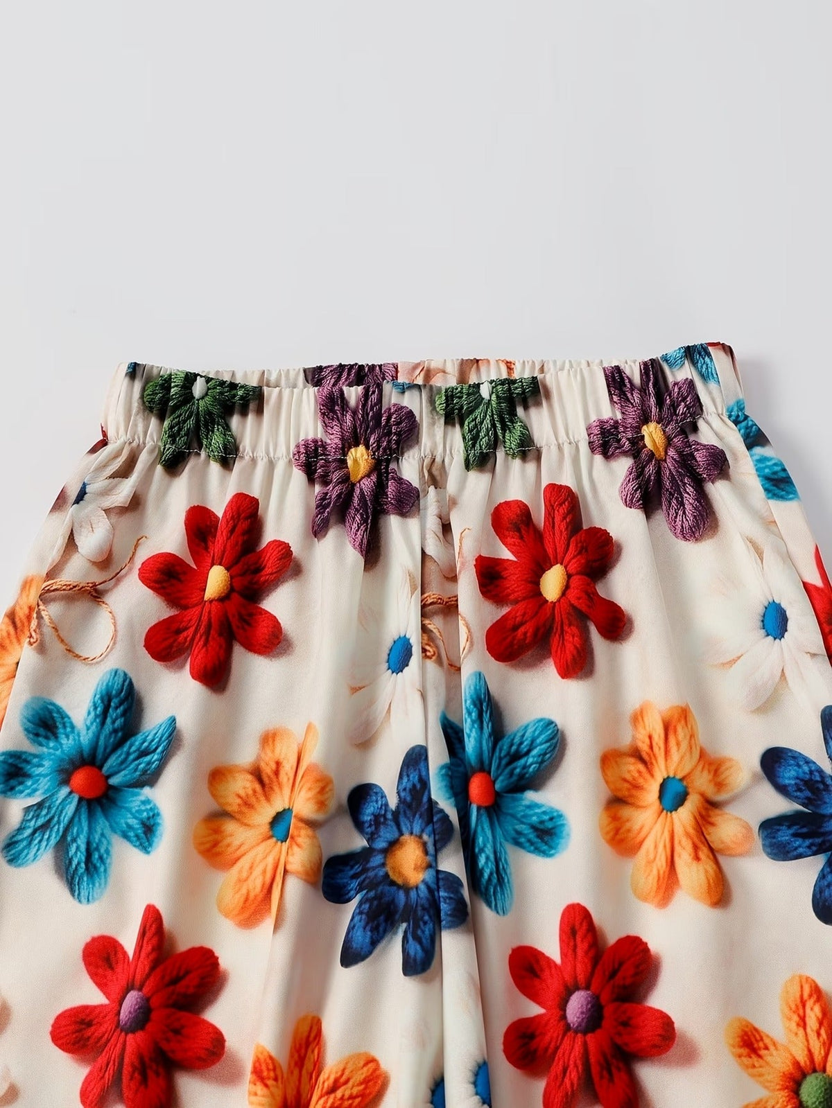 Women’s Floral Long-Sleeve Shirt with Printed Pants – Stylish Two-Piece Everyday Outfit (With Tie & Button Details)